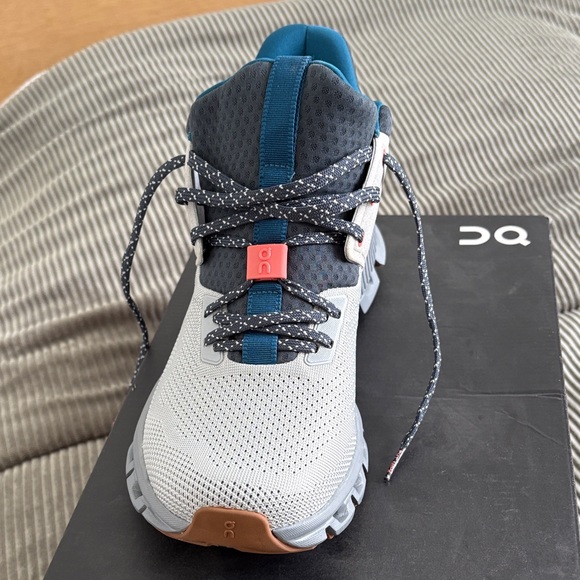 On Running Cloud Edge Womens Sneakers in Gray, Blue, and Salmon. Like slippers! - Picture 3 of 3